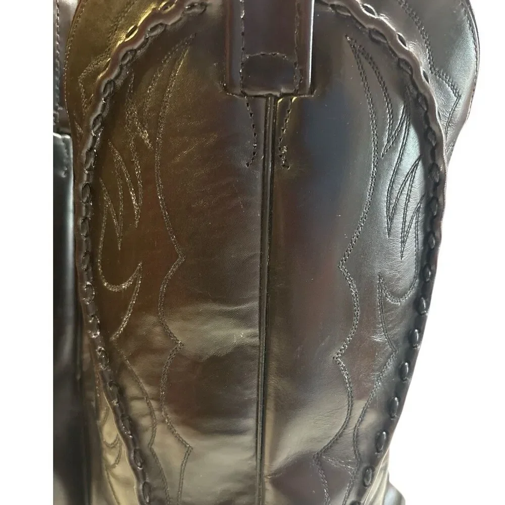 Vtg Dan Post Western Boots Mens 10D Mignon Black Cherry Bucklace Cowboy DP26679